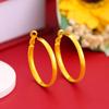 Круглые серьги из медного сплава с гладкой поверхностью - Простые серьги-кольца под золото для женщин, Универсальный крупный дизайн