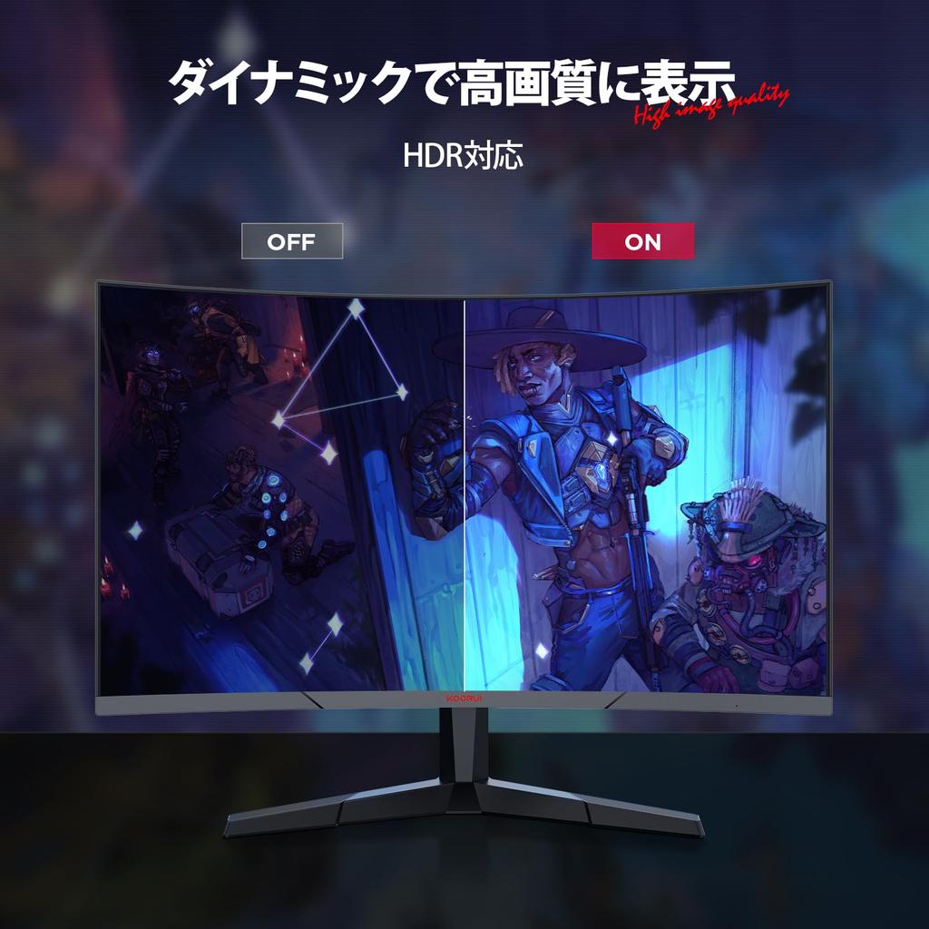 KOORUI Gaming Monitor Curved Monitor 27 Inch 180Hz 1ms GTG Display PC Monitor Full Sync Speaker 27E6CA HD/1500R/HDR/Adpitive (G-SYN