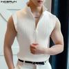 INCEURN Men Stand Collar Turtleneck Sleeveless Knitted Vest Slim Tank Tops
