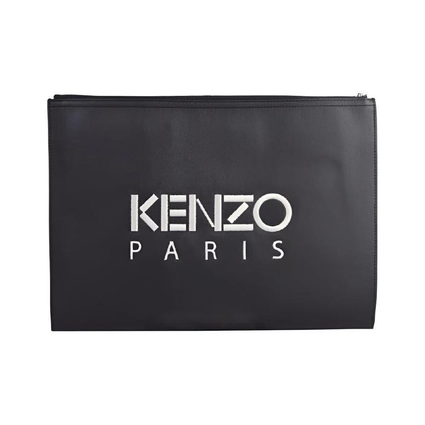 Kenzo Классический кожаный клатч с вышивкой головы тигра Мужской клатч Черный FA55PM322-L49-99C