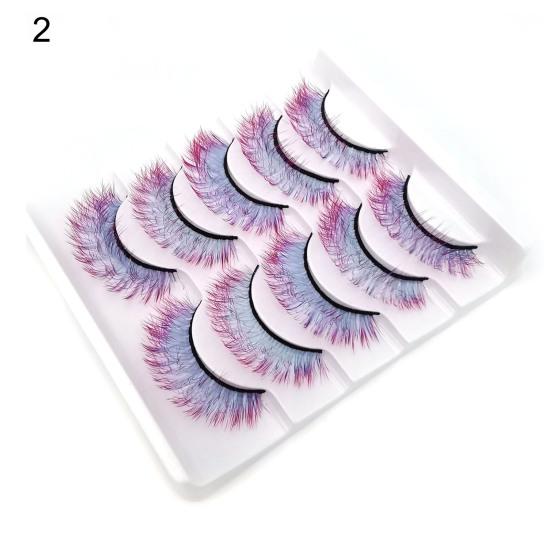 5 Pairs 3D False Eyelashes Soft Comfortable To Wear Imitation Mink Gradient Color Beauty False Eye Lashes for Performance