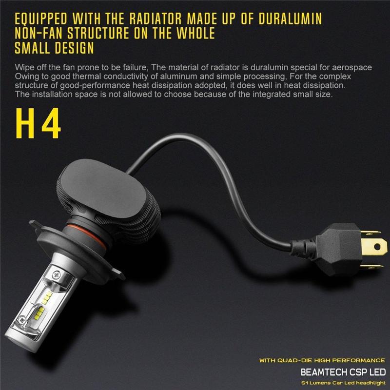 H4 LED Headlight Bulb, 50W 6500K 8000Lumens Extremely Brigh (9003 Hi/Lo) CSP Chips Conversion Kit