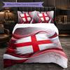 England Football Pattern 3 Pieces Bedding Set Soft Microfiber Duvet Cover with Pillow Cases for Bedroom