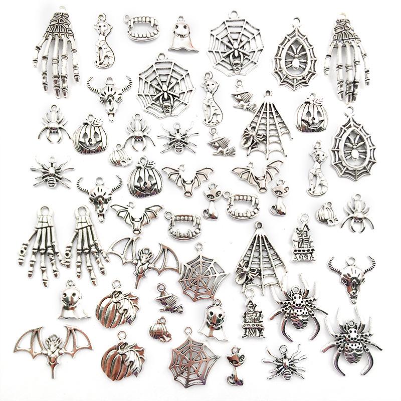 Ожерелье-подвеска из цинкового сплава в стиле ретро своими руками: Паук, Летучая мышь, Череп, Дизайн руки