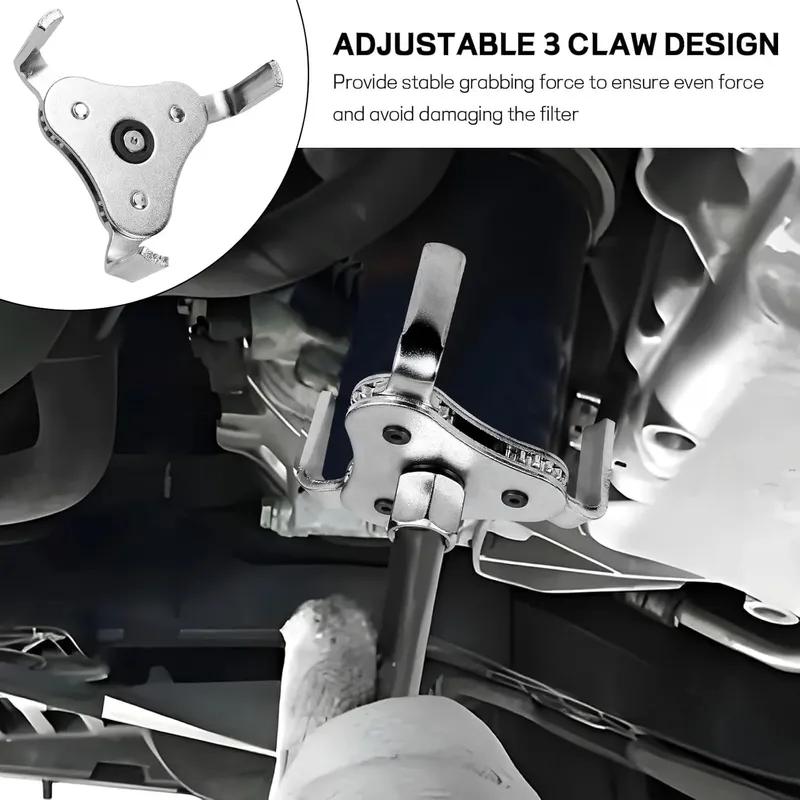 Universal Three-Jaw Oil Filter Wrench Adjustable 55-115mm Car Repair And Maintenance Three-Claw Oil Filter Removal Tool