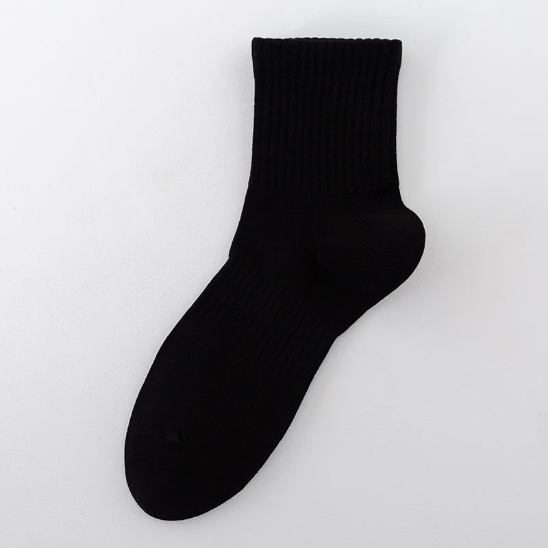 Men's Autumn and Winter Pure Cotton Mid-calf Socks, Business Men's Cotton Socks, Black Long Socks