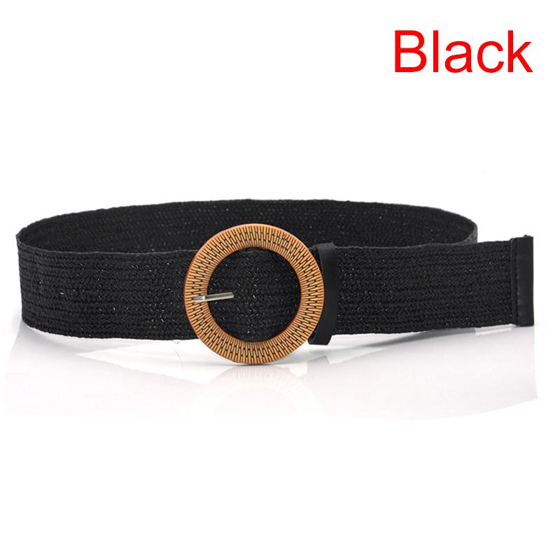 Summer Women'S Elastic Band Round Buckle Retro Bohemian Braided Dress Belt