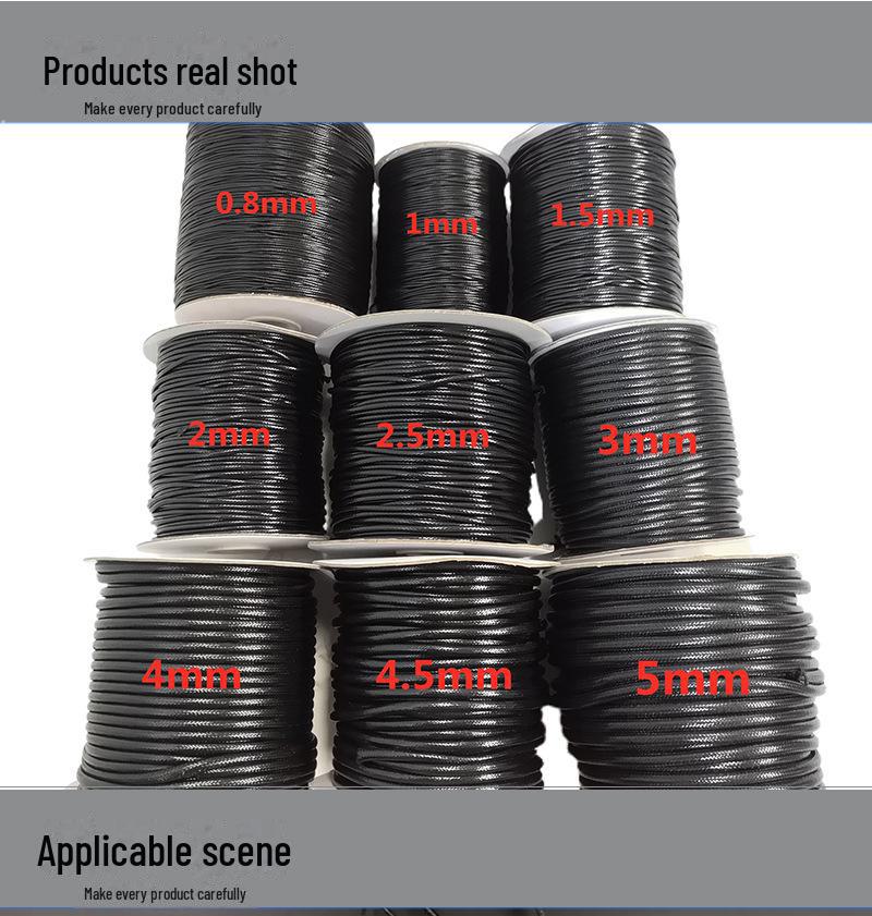 Корейская черная вощеная веревка, 1,0 мм-3 мм, ручная работа для браслетов и ожерелий