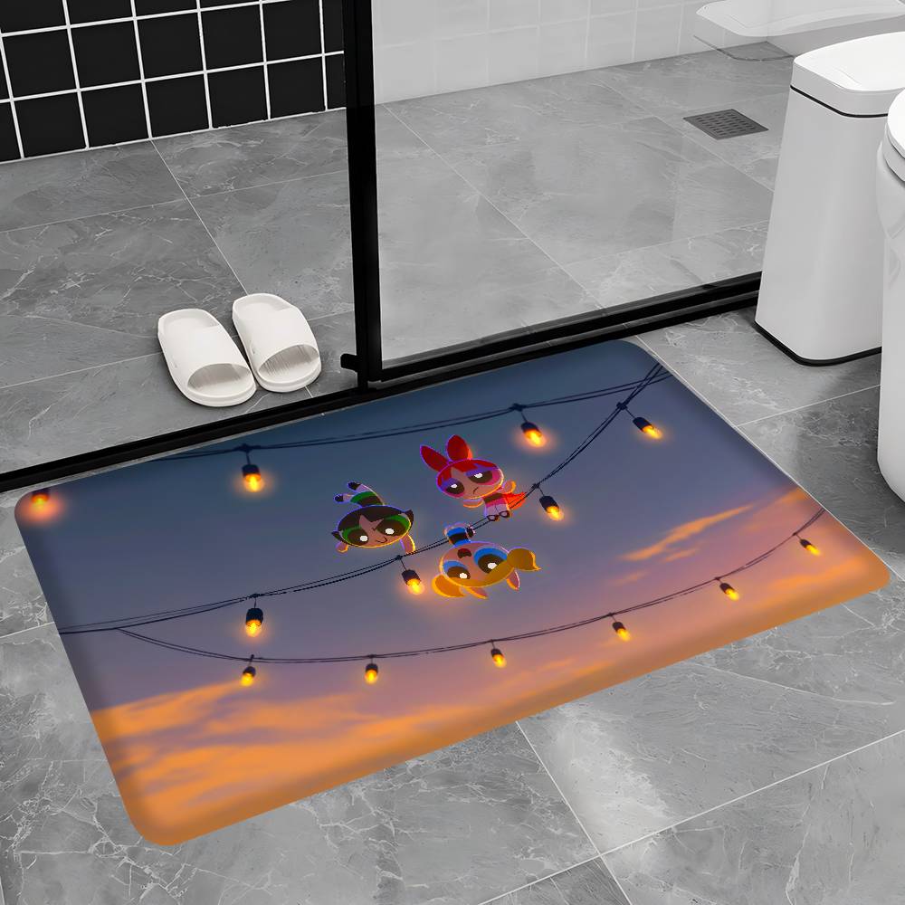 Animation The Powerpuff Girls Bathroom Mat Kids Room Bedroom Decoration Balcony Anti-Slip Doormat Living Room Welcome Rug