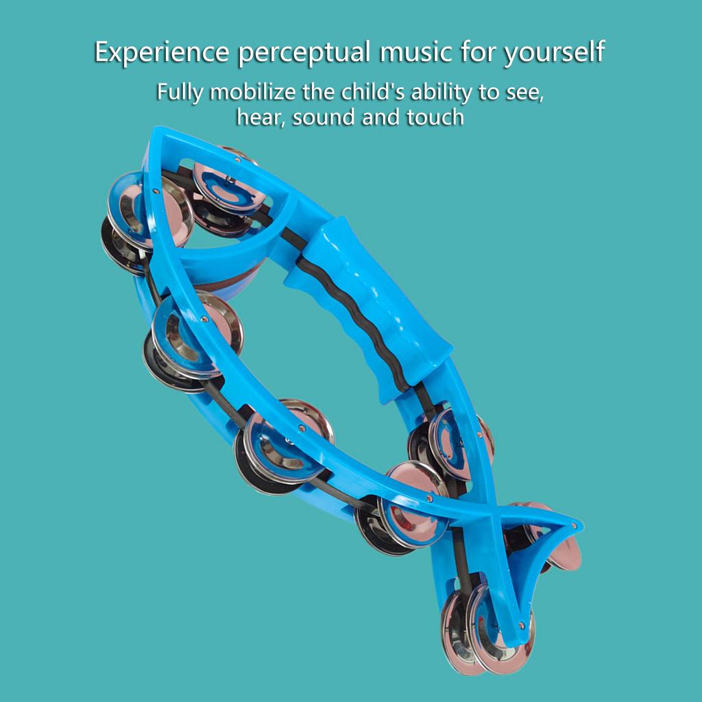 Двухрядный тамбурин в форме рыбы, ручной колокольчик, тамбурин в форме полумесяца, музыкальный инструмент для взрослых, детей, церкви, баров