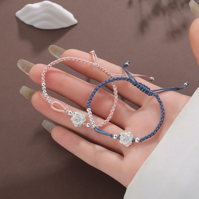 Minsheng Lucky Lotus Woven Hand Strap Bracelet Female Light Luxury Minority Exquisite Hand-Woven Hand Jewelry New Chinese Style