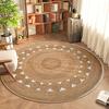 Бохо Винтаж Круглый Ковер Геометрический Тканый Принт Дизайн Придверный Коврик Повседневный Домашний Декор Нескользящий Коврик для Гостиной Спальни Кабинета