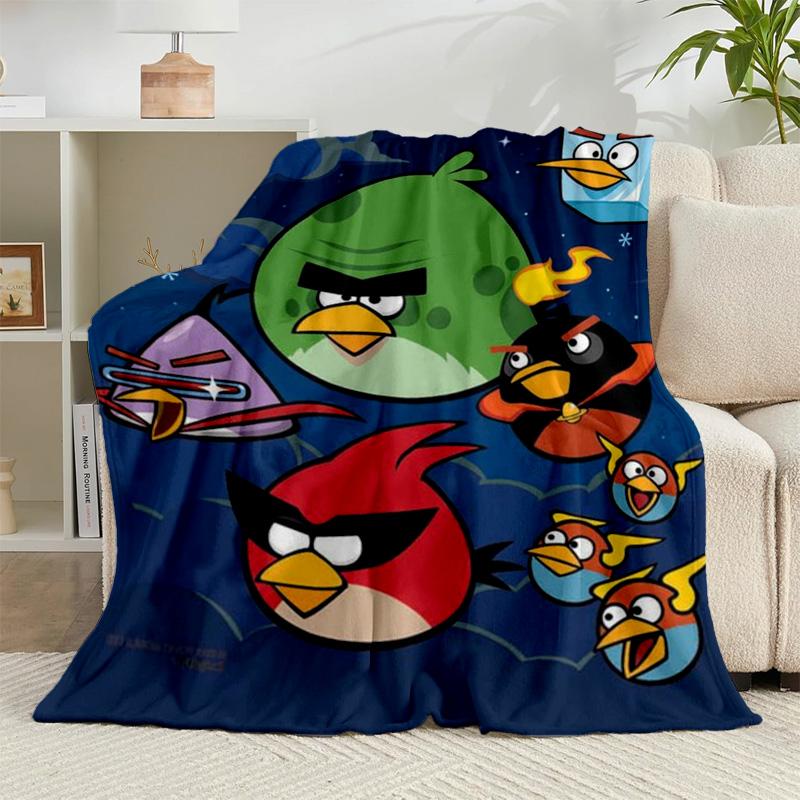1PC Red Birds Characters Collage Flannel Blanket Gift, Suitable for Both Men And Women, Soft Ideal for Beds And Sofa, Birthday Or Christmas Gift