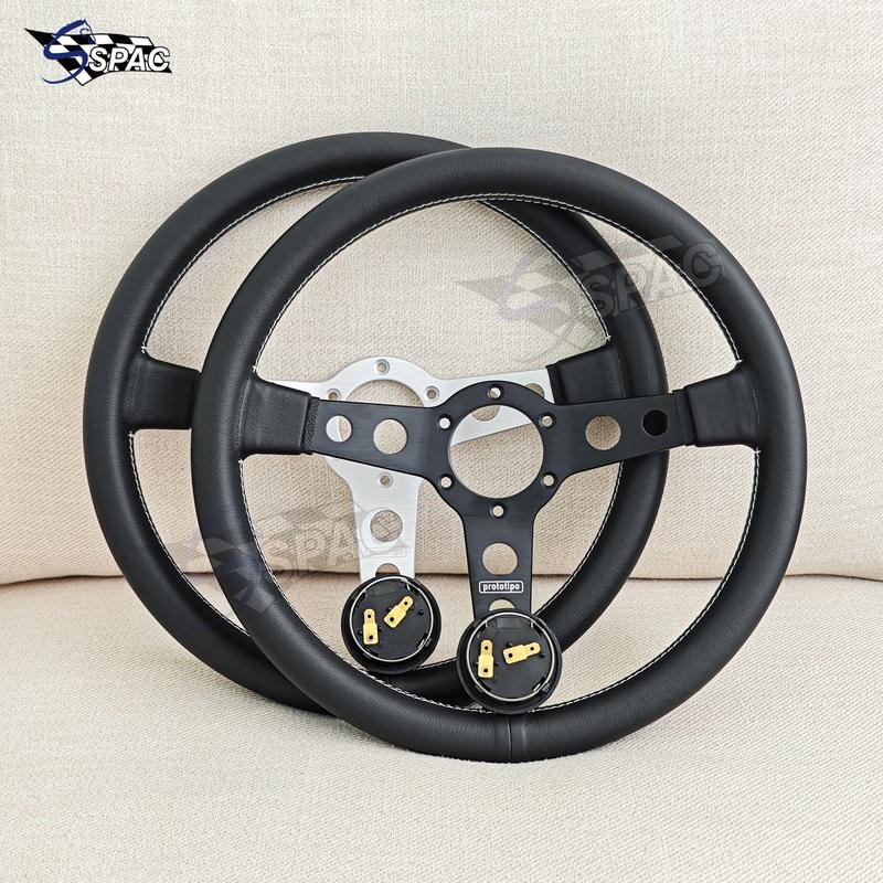 14-дюймовое спортивное рулевое колесо JDM Protopite для дрифта и гонок с черными/серебристыми спицами