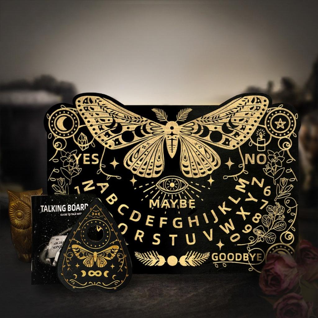 Комплект деревянной спиритической доски, подставка для карт Таро, набор гадальных досок для моли с планшеткой, черная подставка для алтарных карт, прямоугольная говорящая доска