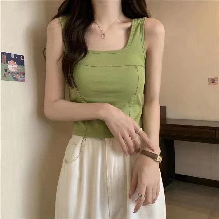 Женская майка в корейском стиле, сладкая и острая, с нагрудными вкладышами – приталенный топ без рукавов