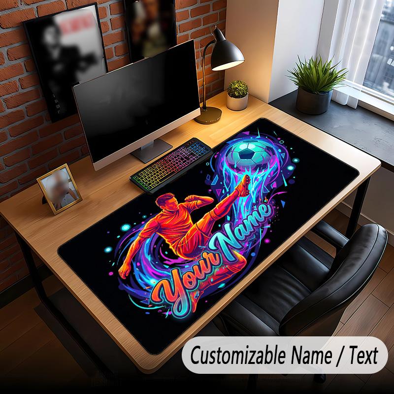 Soccer Theme Custom Mouse Pad Personalized With Name Text Customized Desk Mat For Office Home Decor
