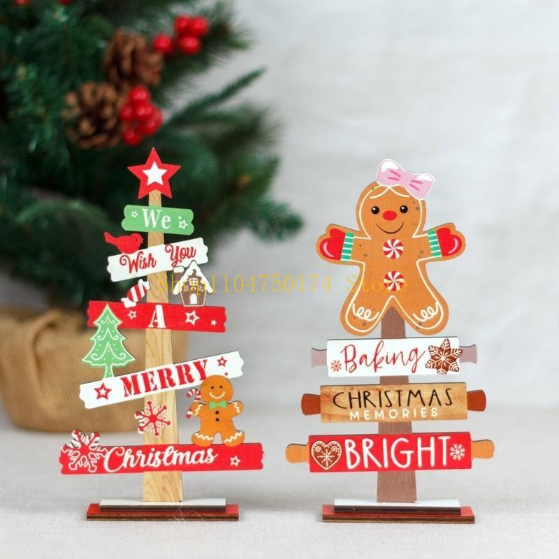 Festival Gingerbreads Man Ornament Letter Christmas Tree Tabletop Sign for Office or Home Shelves Decoration Gift top sale