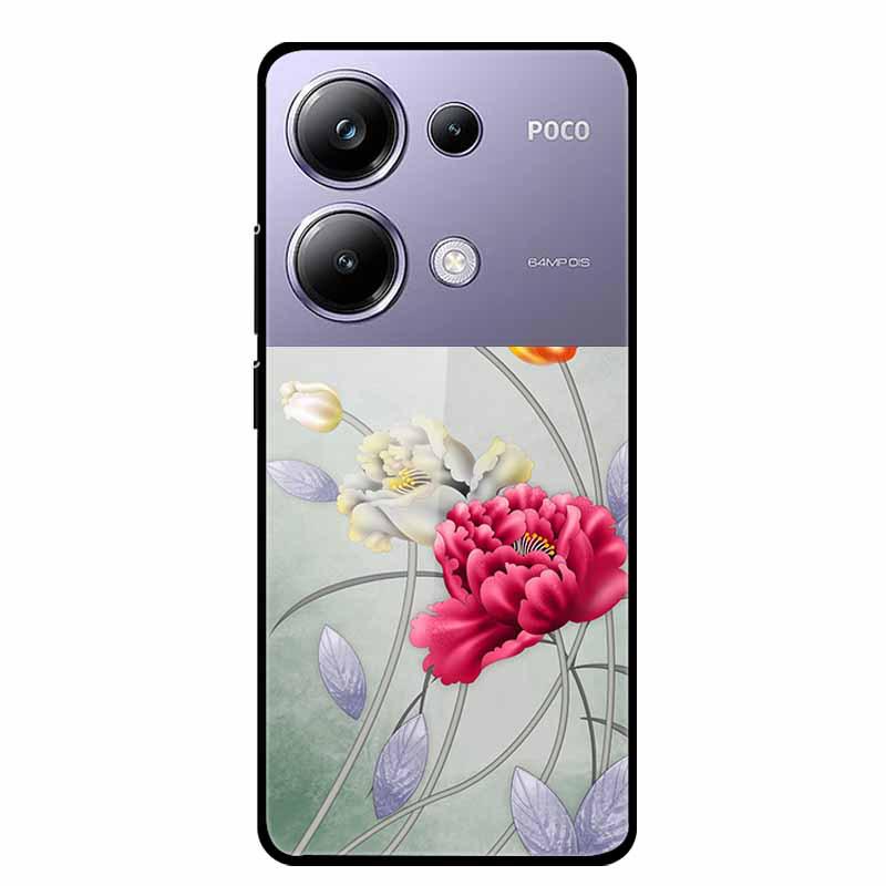 Красочный эстетичный чехол из закаленного стекла для Redmi 12 5G и POCO M6 PRO