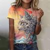 Top Women Fashion Woman Blouse 2024 3d Japanese Style Cat Print T-Shirts O-Neck Short Sleeve Tees Female Clothing Y2k T Shirts