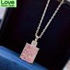 100% стерлингового серебра 925 пробы 10 * 12 мм розовое высокоуглеродистое бриллиантовое ожерелье с подвеской для женщин сверкающее свадебное украшение для вечеринки