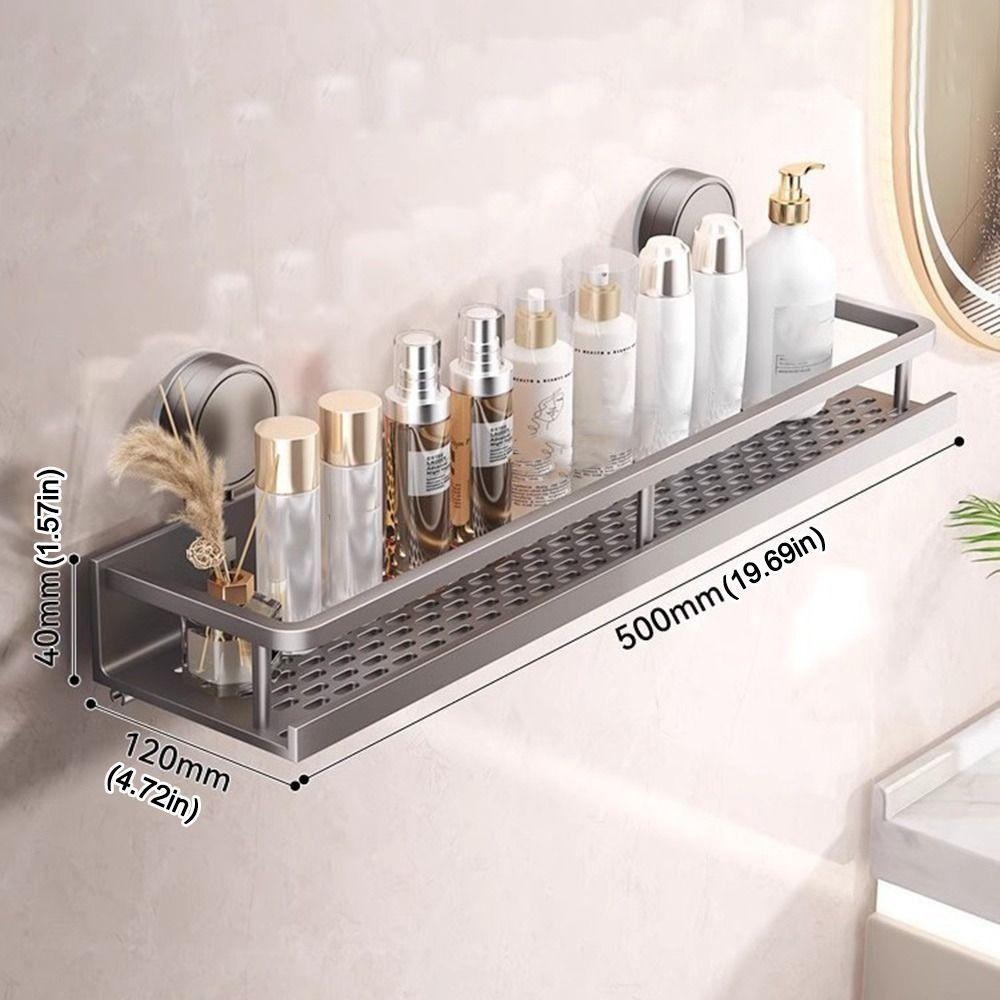Aluminum Wall Shampoo Holder Suction Cup Shower Organizer Shelf Multifunctional Kitchen Organizer