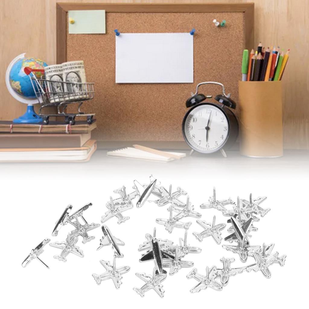 30 Pcs Thumb Tacks, Airplane Push Pins Cute Thumb Push Pins Metal Push Needle Decorative Thumbtacks Map Pins with Clear Box for Cork Board Whiteboard