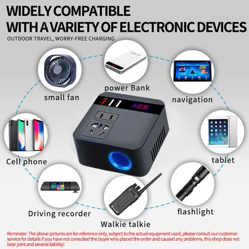 Профессиональный автомобильный инвертор 150 Вт с тремя USB-портами Автомобильный инвертор