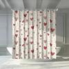 Red Heart Shower Curtain Cream Background Waterproof Anti Mold Bath Liner Romantic Valentine Decoration For Bathroom Home