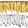 2Meters Gold Silver Goose Feathers On Tape Tassel Fringe Trim Ribbon Geese Feather Clothes Flecos Sewing Trimmings Needlework