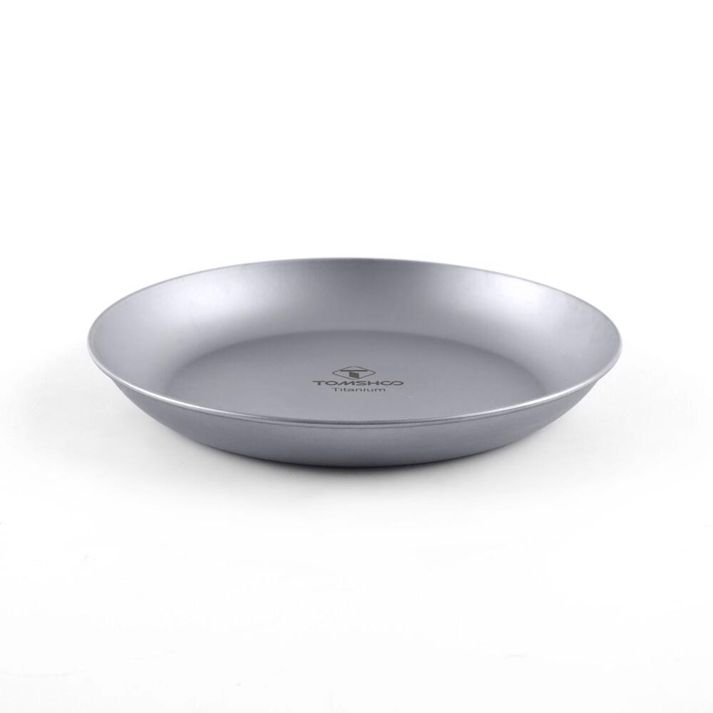 TOMSHOO Титановая круглая тарелка для кемпинга, сверхлегкая портативная посуда для использования на открытом воздухе, посуда, которую можно мыть в посудомоечной машине