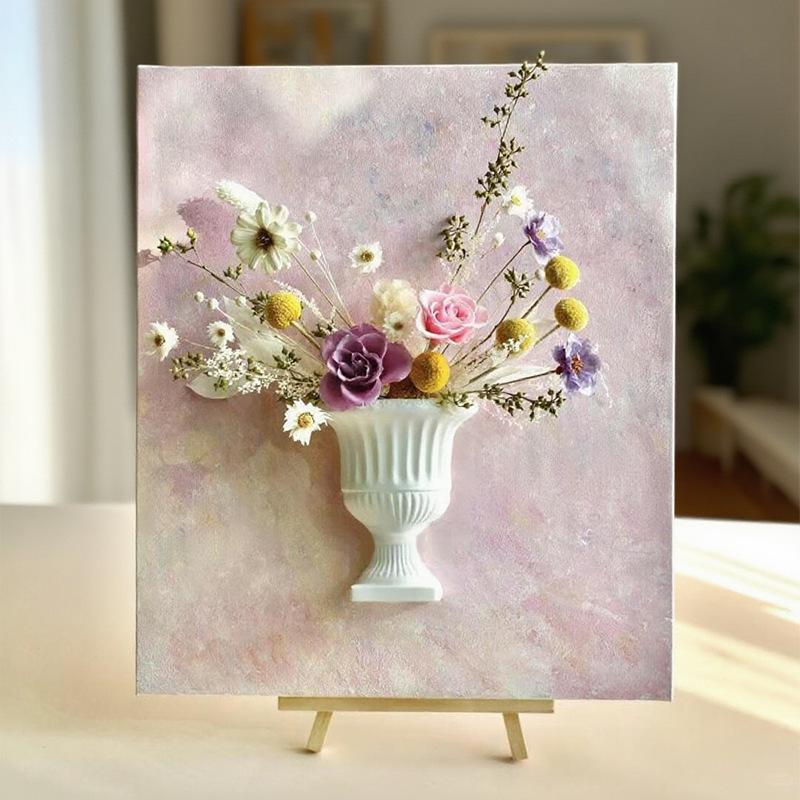 Chic French Oil Painting Style Half Wall Vase for Stylish White Flower DIY Home Decoration Projects