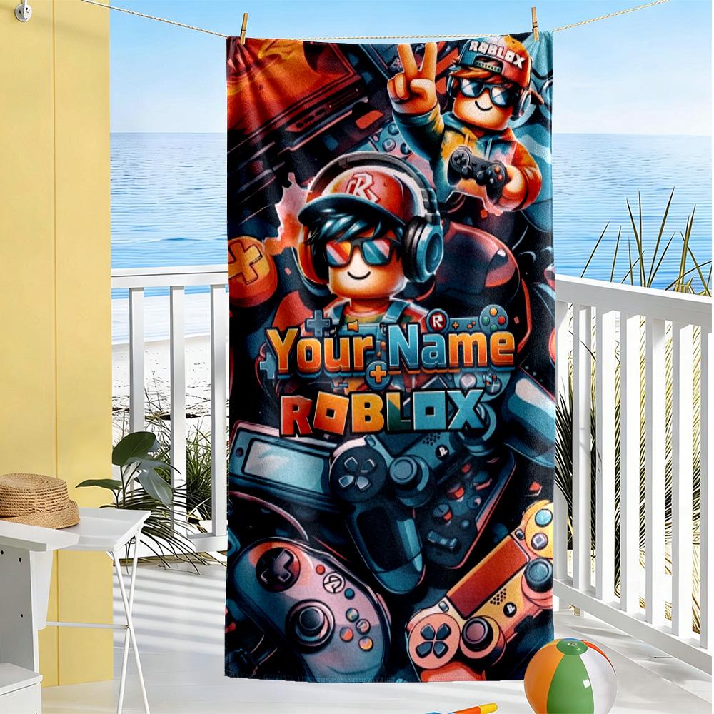 Roblox Customized Name Beach Towel Super Soft Absorbent Perfect for Traveling Yoga Camping and Swimming