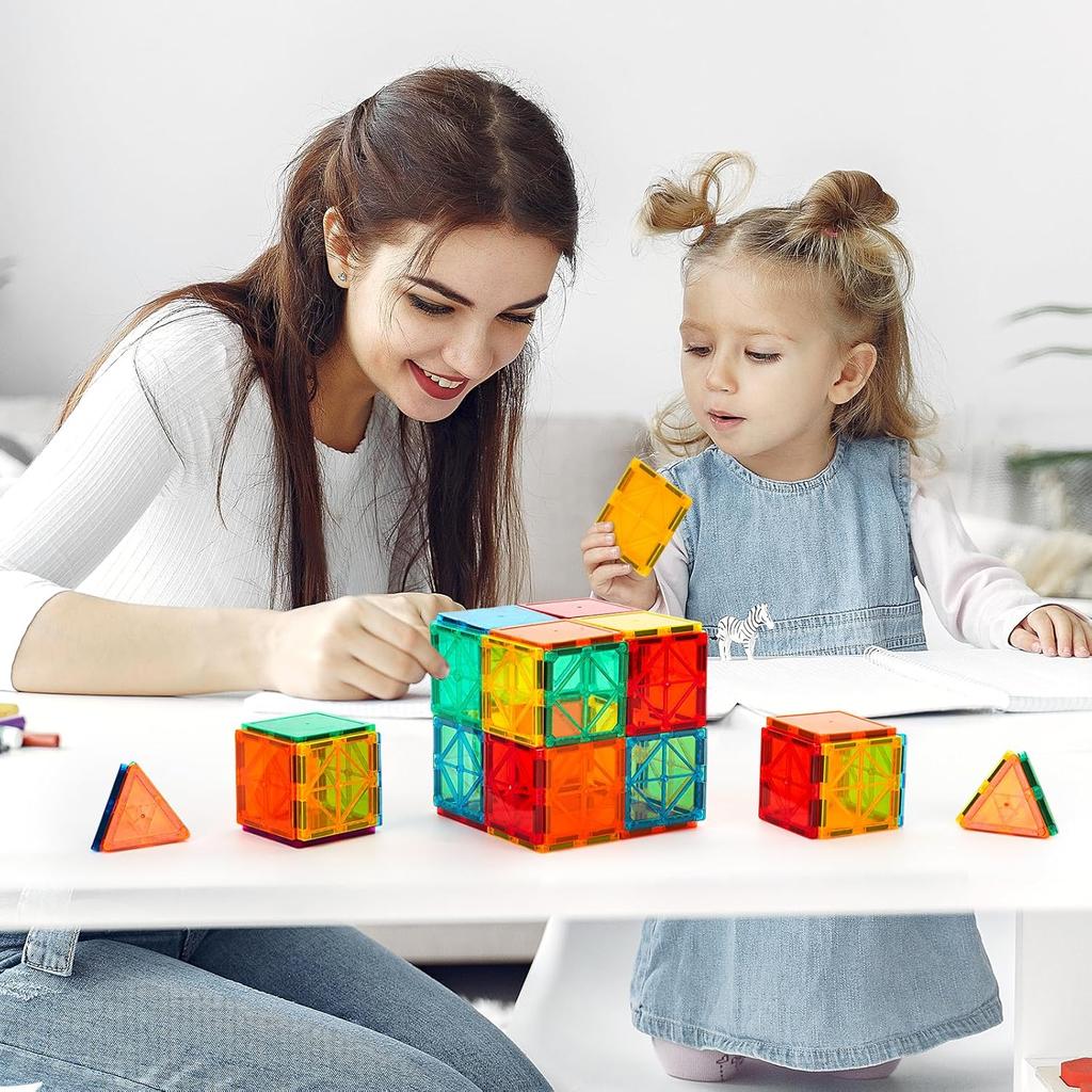 Магнитные плитки, 100 шт. строительные блоки, магнитный строительный набор, STEM развивающая игрушка для детей 3+ мальчиков и девочек дошкольного возраста