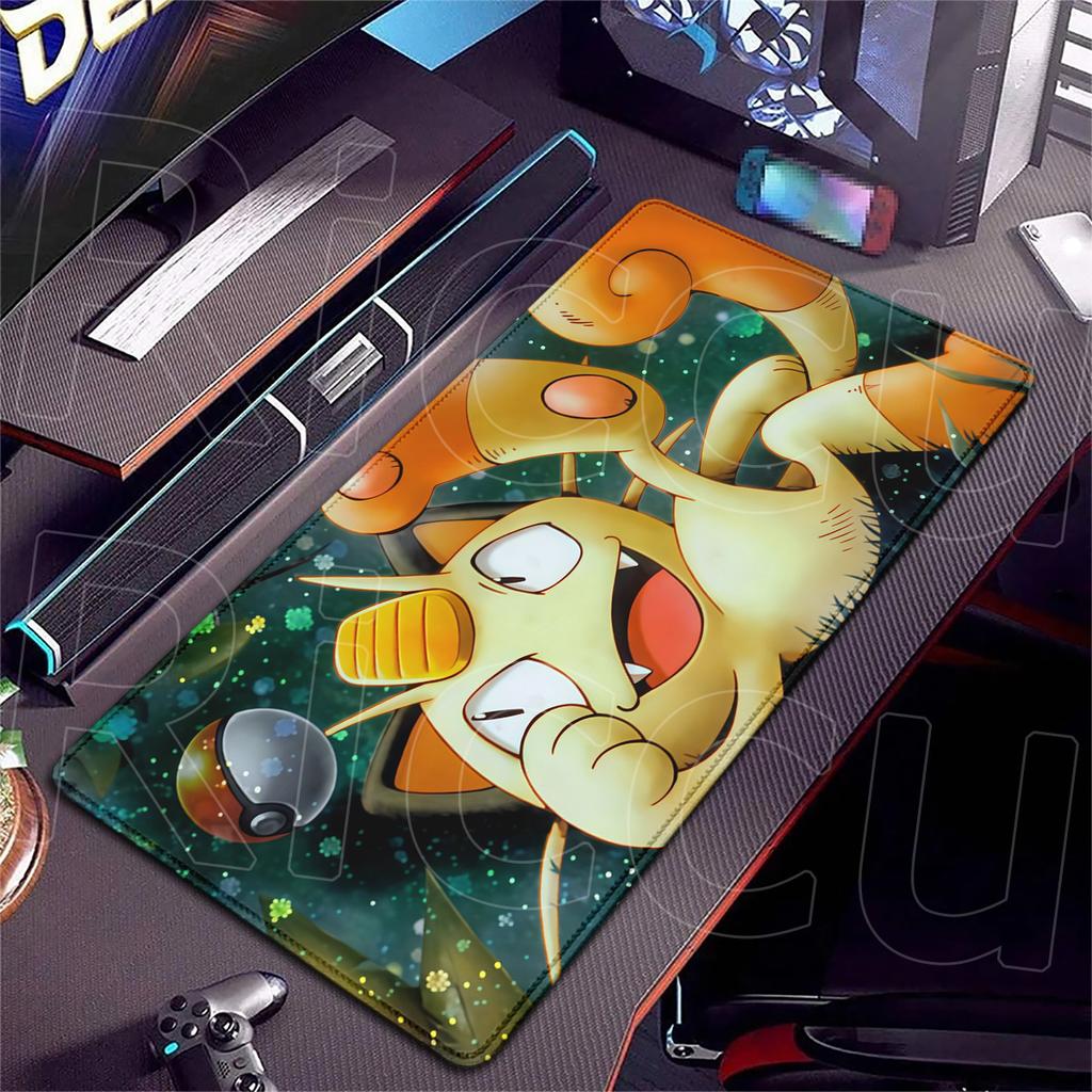 900x400mm Computer Gaming Mouse Pads PC Rubber Accessories Washable Anime Meowth Large Keyboard Mats Pokemon Locking Edge Carpet