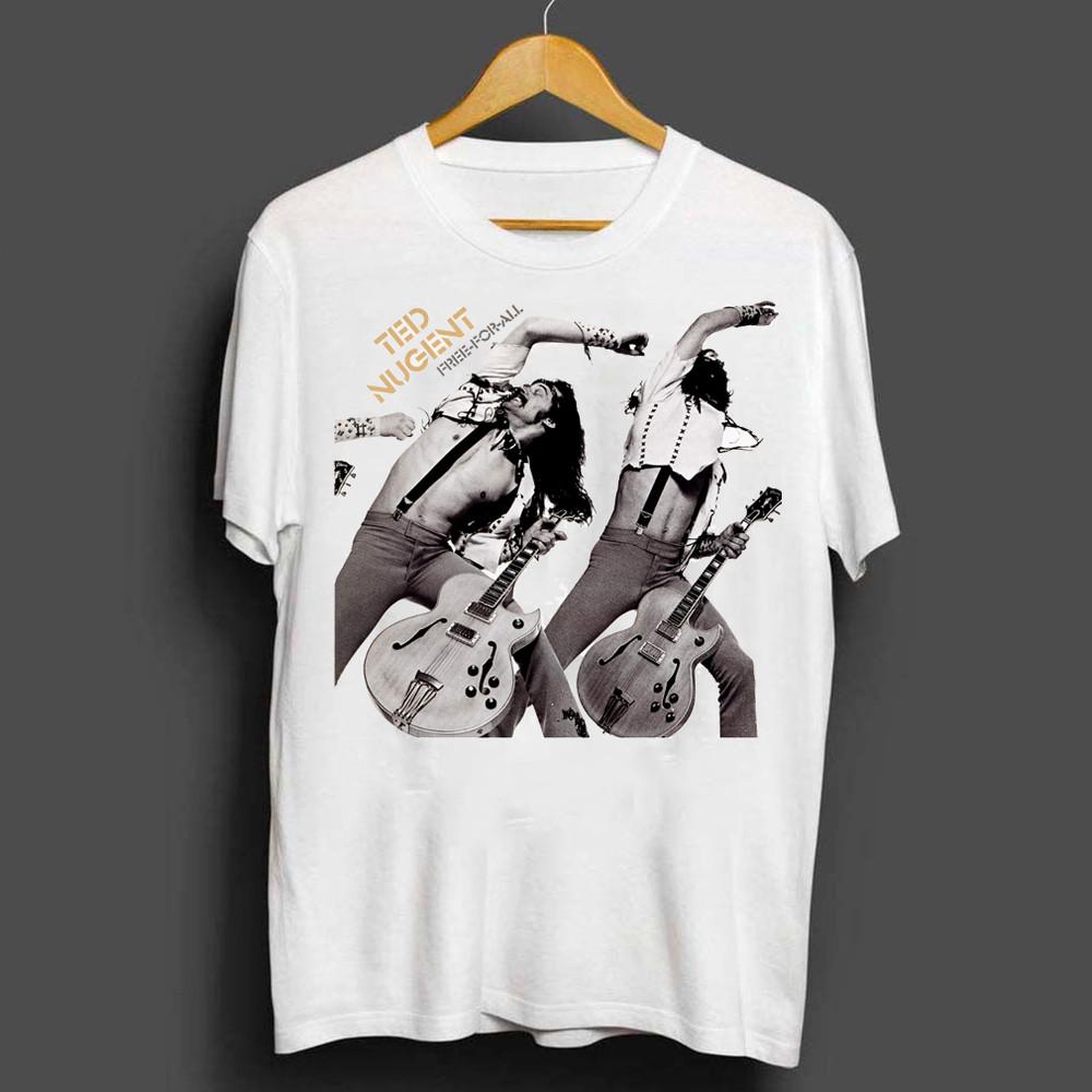 Ted Nugent - Free-for-All T-shirt Tee White Short Sleeve Full Size S-5XL Unisex T-Shirt