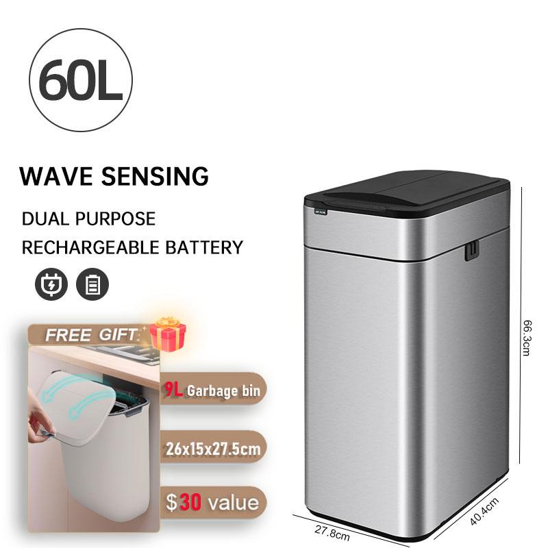 Умный мусорный бак из нержавеющей стали, автоматический датчик, кухонное мусорное ведро, большая емкость, корзины для пищевых отходов, корзина для мусора в ванной комнате