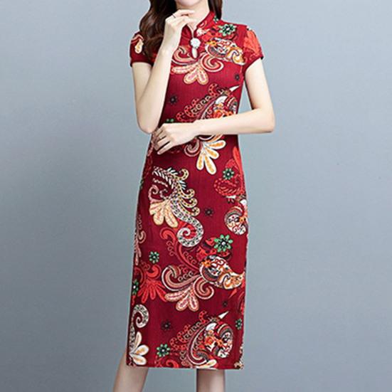 Леди Cheongsam в китайском стиле, винтажный воротник-стойка с высоким разрезом, летнее Ципао для сценического шоу