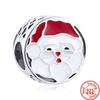 925 Silver Heart Christmas Hat Socks House Tree Apple Ice Crystal Snow Winter Beads Fit Original  Charms Bracelet Jewelry