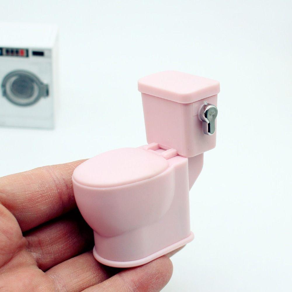 Flushing Sound Dollhouse Toilet Scene Prop Miniature Toilet Toys Dolls Accessories