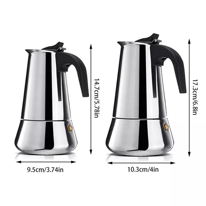4/6 Cups Stainless Steel Italian Top Moka Espresso Cafeteira Expresso Percolator Stovetop Coffee Maker Moka Pot