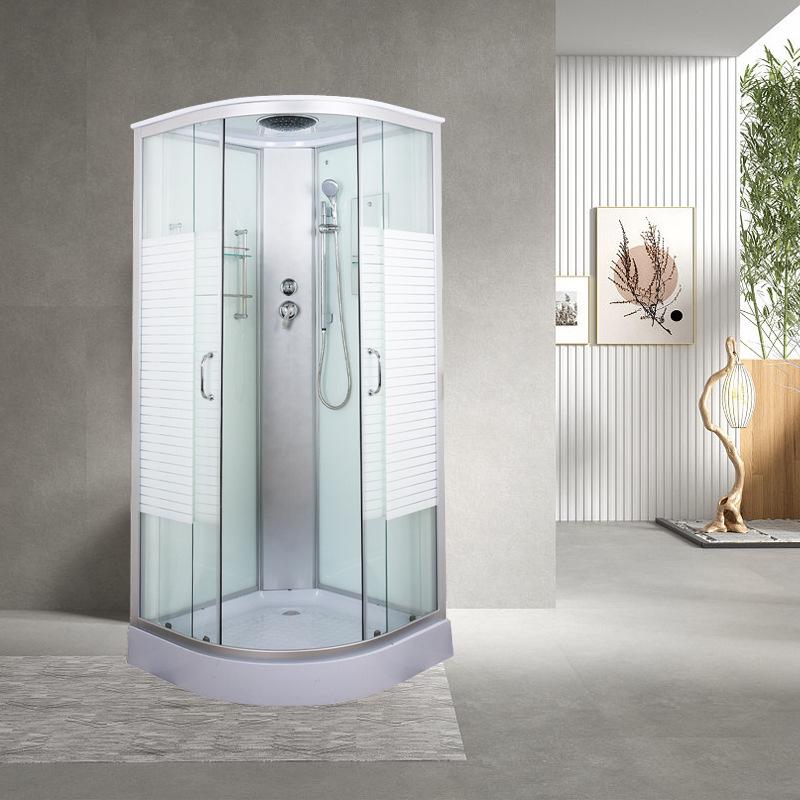 Arc Shower Glass Door with Integrated Bathroom and Toilet for Wet/Dry Separation.