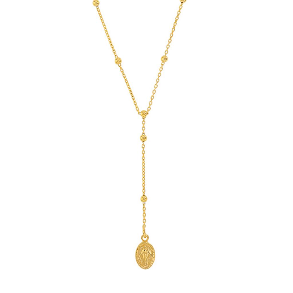 Les Trésors De Lily [R5472] - Artisan Silver Necklace 'Virgin Mary' Gilded - 60x7 Mm