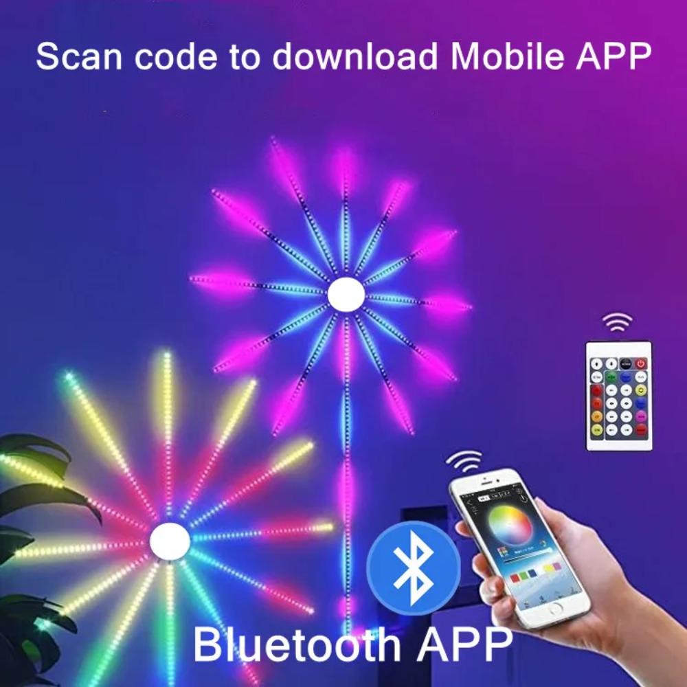 Светодиодная лента-фейерверк RGBIC Неоновая лента USB 5 В Управление через Bluetooth-приложение Украшение для рождественской вечеринки Синхронизация с музыкой Свет для декора спальни