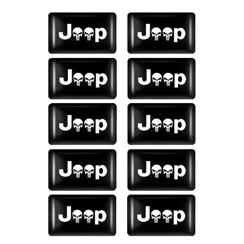 For Jeep 10Pcs 3D Styling Steering Wheel Sticker Accessories For Jeep Wrangler Grand Cherokee Avenger Compass Wagoneer Gladia