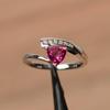 Women's 925 Sterling Silver Ring Red Trillion Cut Ruby Gemstone July Birthstone Engagement Wear Statement Ring
