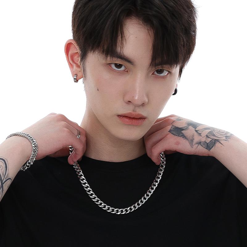 Мужское Модное Универсальное Ожерелье-Цепочка Кубинского Плетения из Титановой Стали – Аксессуар Цепочка на Ключицу в Стиле Хип-Хоп