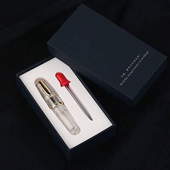 Majohn Q1 Мини Перьевая Extra Fine Прозрачная Капельница Короткая Смоляная Карманная Ручка с Большой Емкостью, Перо, Заправка,