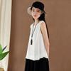 Весна и лето новинка хлопково-льняная женская одежда литературный и ретро льняной топ на бретелях с необработанным краем женский нижний маленький жилет
