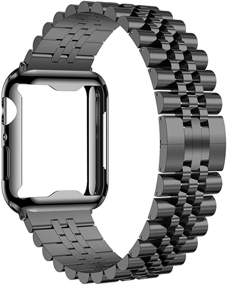 Металлический ремешок + Мягкий чехол из ТПУ для Apple Watch 45 мм 44 мм 41 мм 46 мм 42 мм 49 мм Браслет из нержавеющей стали Ремешок iWatch 11 10 9 8 7 6 5 SE